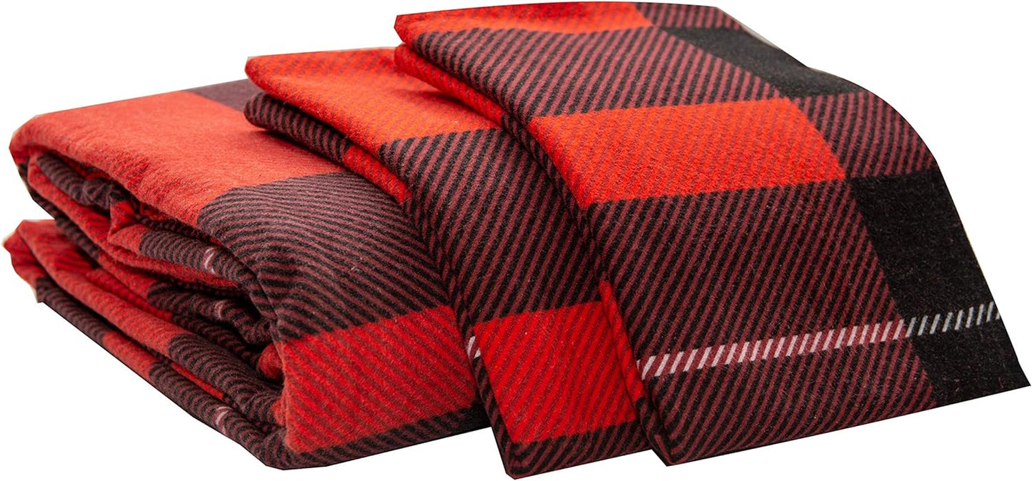 Friends at Home 180 Gram Cotton Heavyweight Flannel Duvet Cover Sets (Red, Black, Plaid, Queen)