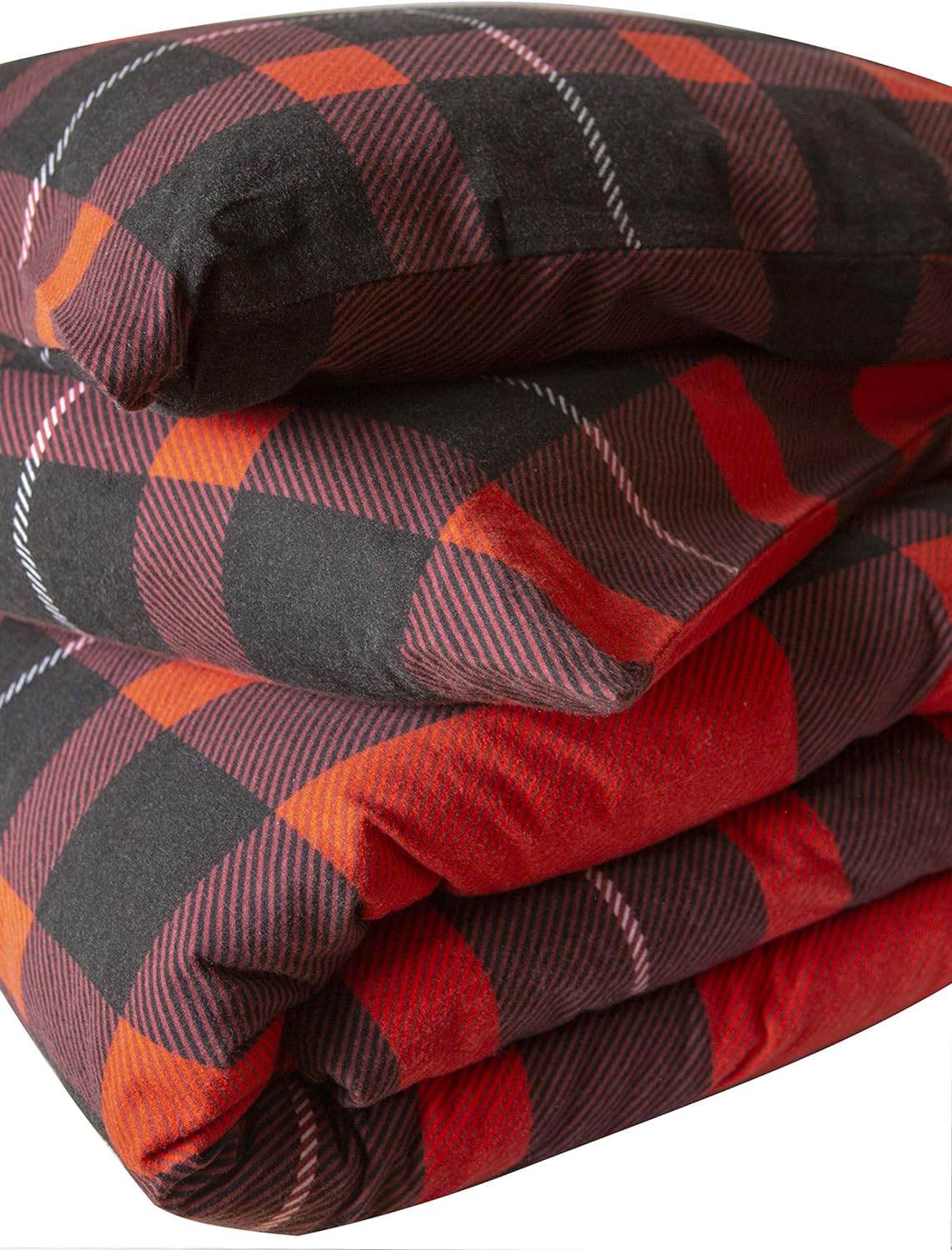 Friends at Home 180 Gram Cotton Heavyweight Flannel Duvet Cover Sets (Red, Black, Plaid, Queen)