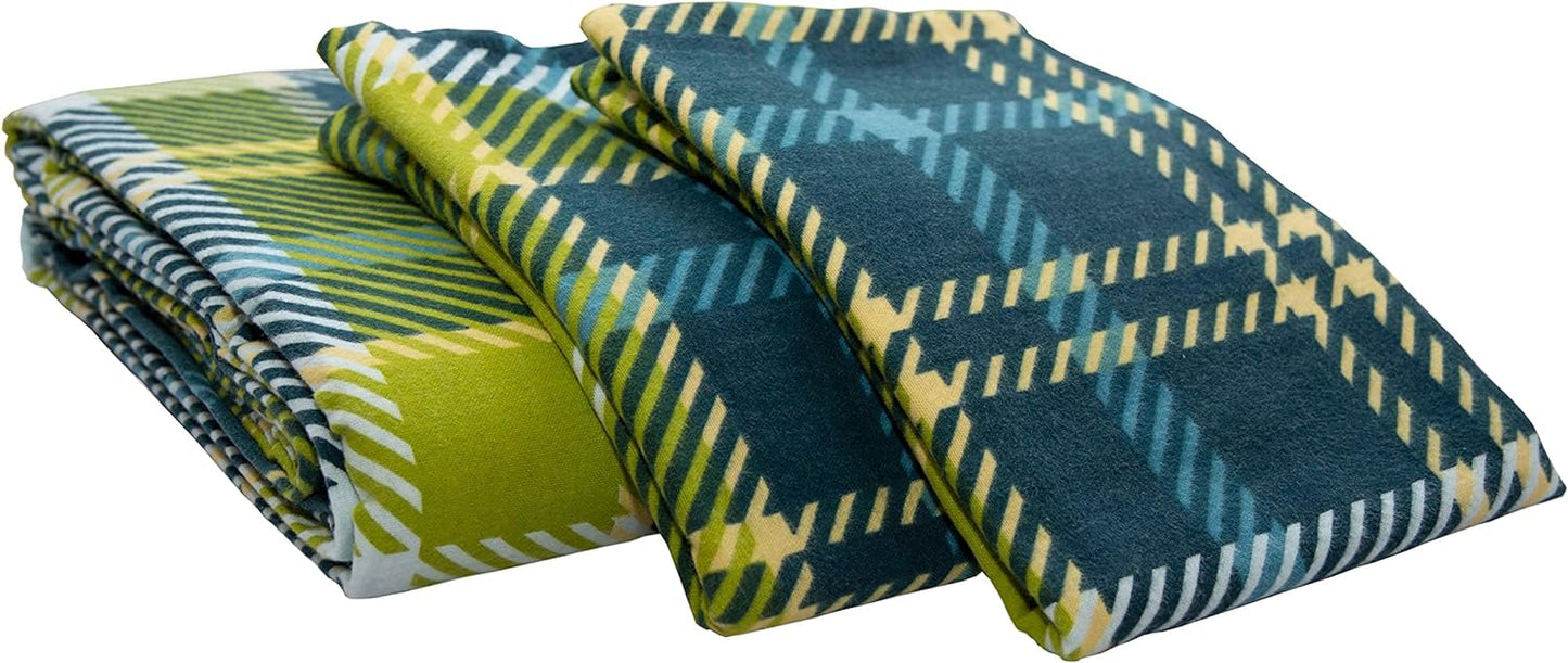 Friends at Home Juegos de funda nórdica de franela de algodón pesado de 180 gramos (verde, azul, azul marino, tamaño Queen) 