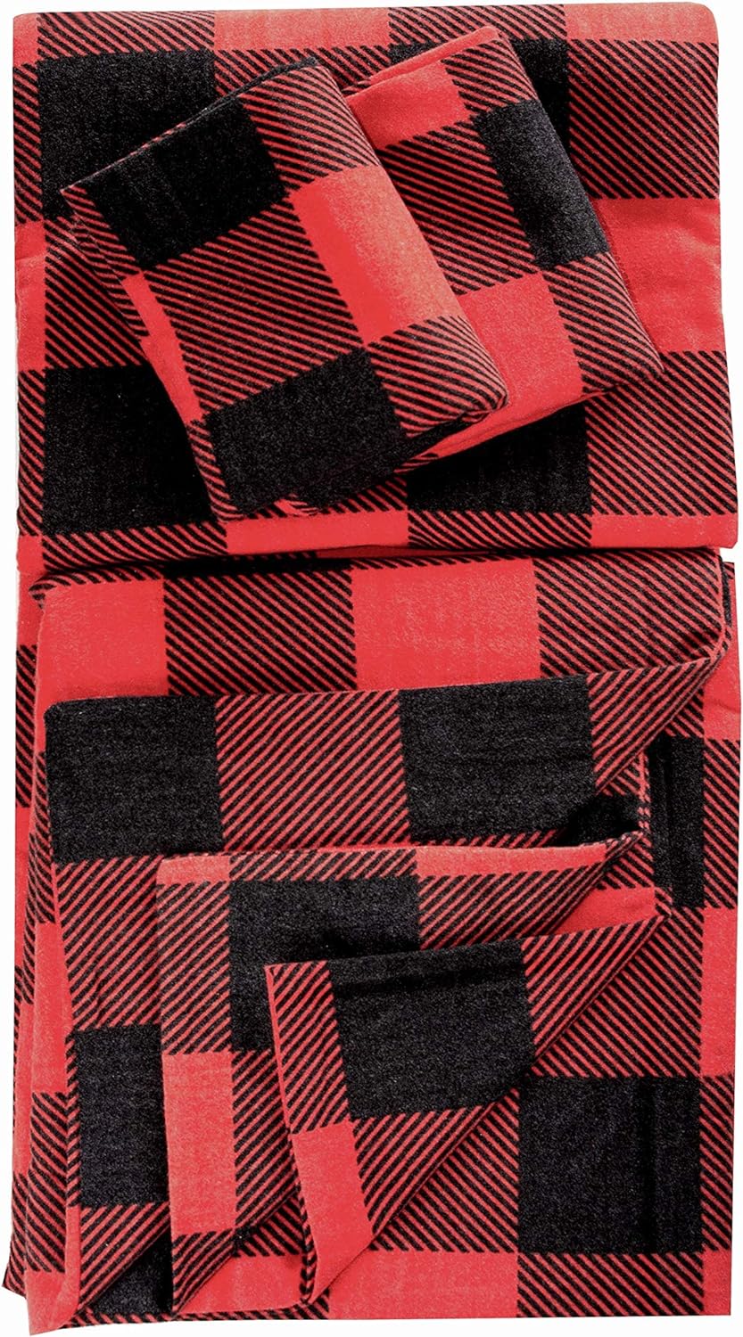 Friends at Home 180 Gram Cotton Heavyweight Flannel Duvet Cover Sets (Red, Black, Plaid, King)