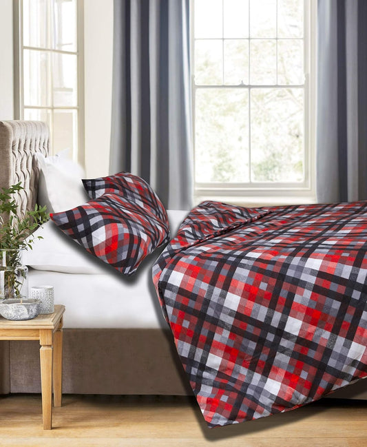 Friends at Home 180 Gram Cotton Heavyweight Flannel Duvet Cover Sets (Grey, Red, Black, King)