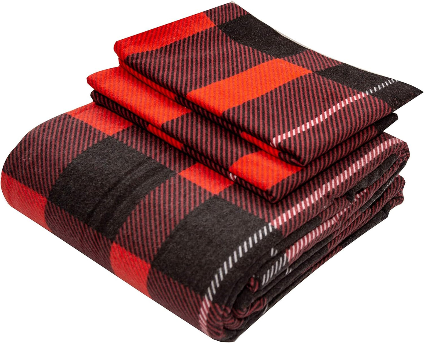 Friends at Home Juego de funda de edredón de franela de algodón pesado de 6.35 oz (cuadros rojos y negros, Queen) 