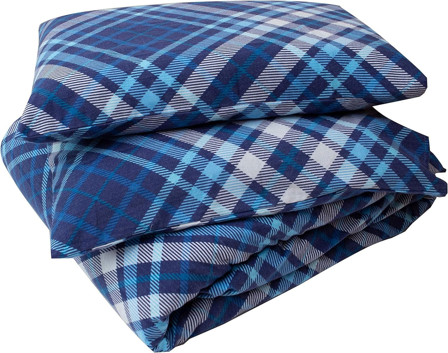 Friends at Home 180 Gram Cotton Heavyweight Flannel Duvet Cover Sets (Navy, Blue, Queen)