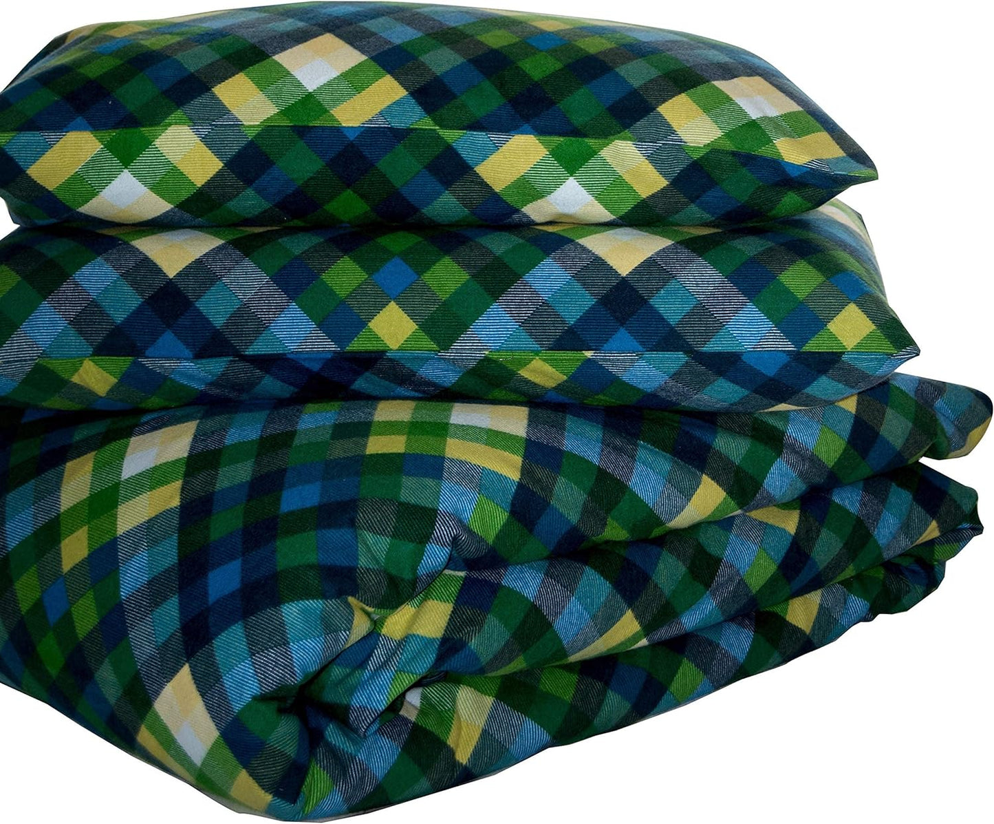 Friends at Home 180 Gram Cotton Heavyweight Flannel Duvet Cover Sets (Green, Black, Blue, King)